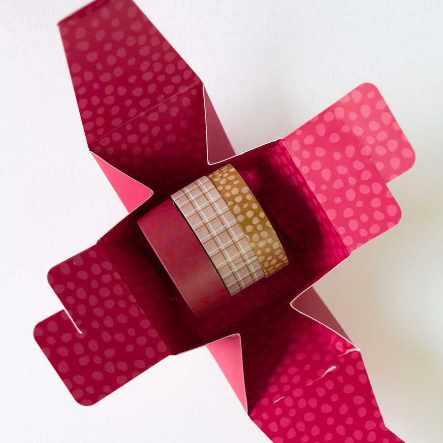 washi tapes ousadas dentro de caixinha de papel